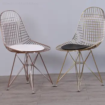 זהב מתכת כסאות אוכל מודרניים סקנדינבי מינימליסטי מרפסת טרקלין כסאות אוכל בעיצוב Apartamento Chaises-סל אבוס רהיטים