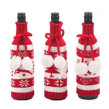 חג המולד בקבוק יין כיסוי חג המולד קישוטים הביתה 2022 חג המולד קישוט סוכריות בשקית מתנה מתנות לשנה החדשה