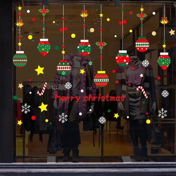 חג שמח מדבקות קישוטי סנטה קלאוס Windows מדבקה 2020 חג המולד קישוטי חג המולד מסיבת השנה החדשה בבית עיצוב מדבקות