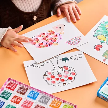 ילדים ציור אצבע, סט בייבי צעצועי מונטסורי Creative DIY הפעוט האצבע לצייר ספרי ילדים למידה חינוכי צעצוע מתנות