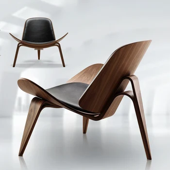 כיסא סלון מרפסת יחיד עור חיוך ספה מטוסי מעטפת כיסא אמנות מעץ מלא פנאי באינטרנט סלבריטאים רהיטים