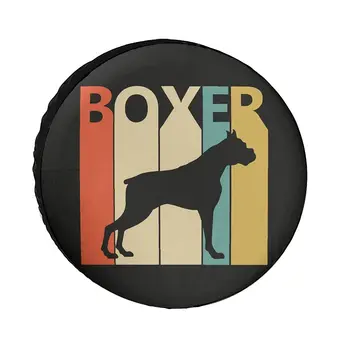 כלב בוקסר רטרו היקום חקר צמיג מכסה כיסוי גלגל מגיני עמיד UV להגנה צמיג רזרבי