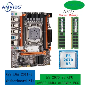 לוח האם X99 ערכת xeon LGA 2011 v3 בחר x99 לוח אם+מעבד+ראם משולבת עם E5 2670 v3 ו-16GB DDR4 2133MHz זיכרון M. 2 NVME