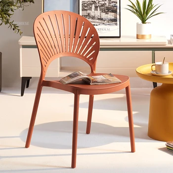 מודרני כסאות אוכל הביתה ריהוט פלסטיק פשוט כיסאות בחדר האוכל הנורדי מעטפת כיסא משענת הגב חלול יצירתי פנאי הכיסא