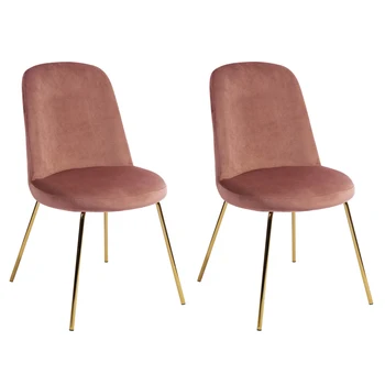 מודרני ריפוד כיסא האוכל סט של 2 זהב הרגליים - רוז