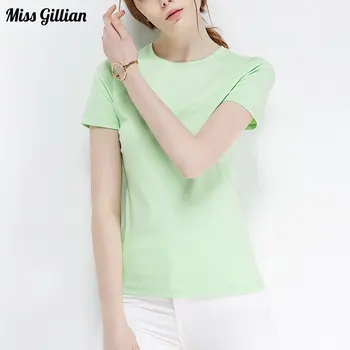 מזדמן Tees שרוול קצר חולצות ירוקות נשים מוצק צבע או הצוואר Slim Fit בסיסי חולצות נקבה בגדים 2023 הקיץ פשוטה החולצות.
