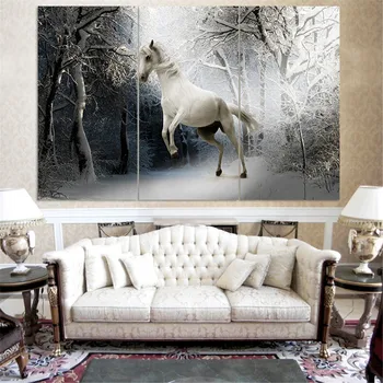 ממוסגרים סוס לבן ציור אמנות בד Quartzname קישוט נוף הביתה תפאורה קיר אמנות חיה שמן על תמונה שלו בסלון 3pc