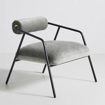 מעצב איטלקי הכיסא העתק למשרד פנאי אפור קטיפה מתכת טרקלין הכורסה בסלון נורדי ספה Chaises ריהוט הבית