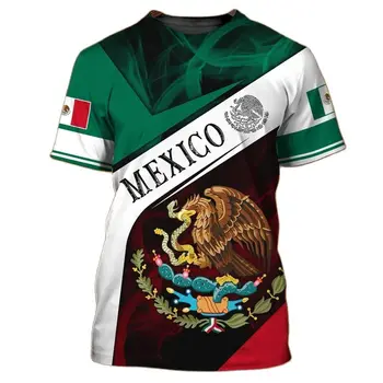 מקסיקו נשר גרפי חולצות אופנה 3D להדפיס חולצה לגברים הדגל הלאומי Harajuku מנופחים שרוול קצר פנאי O-צוואר Tees