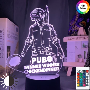 משחק PlayerUnknown של שדות קרב 3d Led לילה אור 16 צבעים שינוי שליטה מרחוק מנורת לילה מגניב אירוע פרס המנורה PUBG