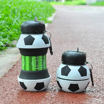 מתקפל כדורגל ילדים בקבוקי מים נייד ספורט, בקבוק מים פוטבול, כדורגל, כדור בצורת מים Bottl סיליקון כוס 550ml