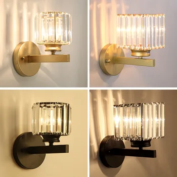 נורדי LED מנורת קיר קריסטל K9 אהיל אורות קיר לעיצוב הבית במעבר השינה תאורה בסלון רקע קיר מנורות קיר, מנורות