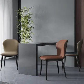 נורדי אור יוקרה כסאות אוכל יצירתי הביתה איטלקי מודרני מינימליסטי ריהוט למטבח משענת עור האוכל הכיסא CN