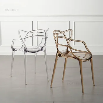 נורדי אקריליק שקוף כסאות אוכל ריהוט חדר האוכל פלסטיק קריסטל הכיסא מינימליסטי יחיד יצירתי האוכל הכיסא