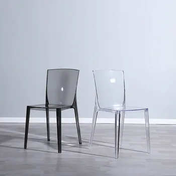 נורדי בבית האוכל כיסאות קריסטל שקוף פלסטיק כיסא להתלבש הכיסא אור יוקרה כסאות אוכל ורוד הכיסא