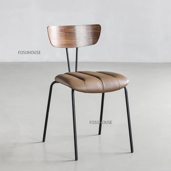 נורדי כסאות אוכל בסגנון איטלקי פשוט ברזל יצוק בד רך תיק התמיכה כיסא מודרני מינימליסטי הביתה ריהוט למטבח
