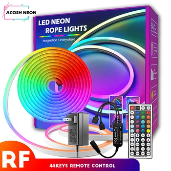 ניאון הובילו אורות חבל עם RF מרחוק Cuttable גמיש עמיד למים סיליקון ניאון הובילו אורות חבל צבע RGB אורות ניאון