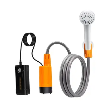 נייד מקלחת חיצונית רחצה משאבה נטענת USB עם צינור כף יד חשמלי מקלחת לטיולים נסיעות שחייה המכונית