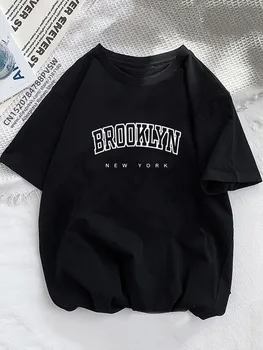 נשים ברוקלין מכתב הדפסת החולצה T ילדה גרפי Harajuku 2023 Streewear בגדים סיבתי נקבה Y2K צמרות טי