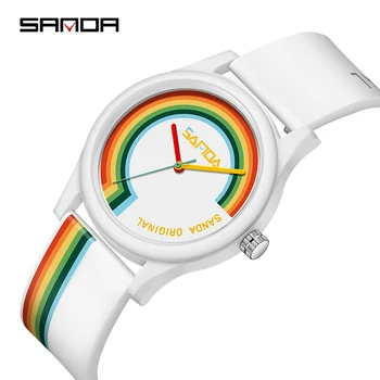 סאנדה מזדמן אופנה שעונים גברים מגניב צבע סיליקון רצועה העליון מותג Mens השעון קוורץ עמיד של גברים שעון Relogio Masculino