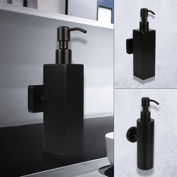 סבון מיכל משאבת בקבוק אביזרי אמבטיה מגדל מכשירי שמפו נירוסטה קרם מתקן שחור קיר רכוב
