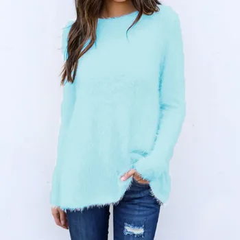 סתיו חורף סרוגים מוצק צבע הסוודר Pullovers לנשים מנופחים סוודרים רפויים חם מגשר אופנת רחוב העשרה סריגים
