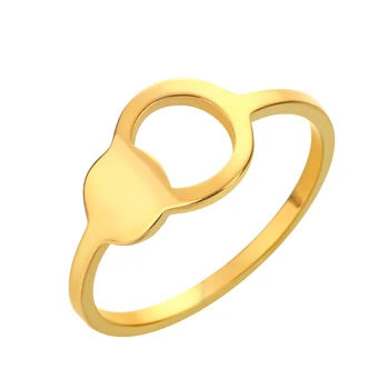 עדינות המעגל כפול טבעת נירוסטה, טבעת אירוסין עבור נשים גברים גיאומטריות תכשיטים מסיבת חתונה, מתנה
