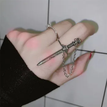 עיצוב ייחודי חרב מקשה אחת טבעת גותי פאנק מגניב חרב טבעות לנשים המסיבה של תכשיטים מתנות