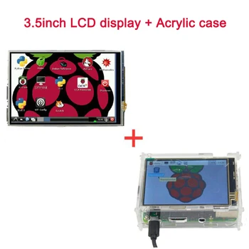 פאי פטל תצוגת LCD מודול 3.5 אינץ LCD מסך מגע + אקריליק מקרה מקרה ברור תמיכה Pi פטל 3 מודל B+ פלוס