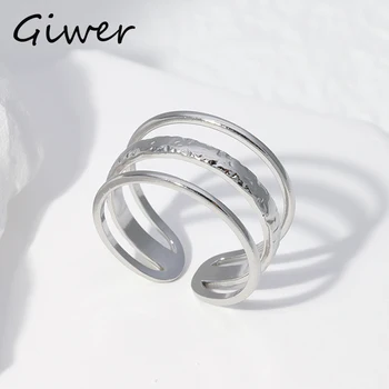 פשוט אופנה טבעת נירוסטה עבור נשים מזג מתכוונן עגול טבעת אצבע מסיבת תכשיטים ואביזרים Bague פאטאל