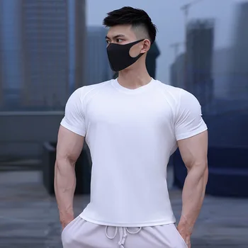 קוריאני אופנה גברים חולצה שרוול קצרה מזדמן ריק סלים חולצה גברית כושר פיתוח גוף, אימון טי מקסימום בגדי הקיץ
