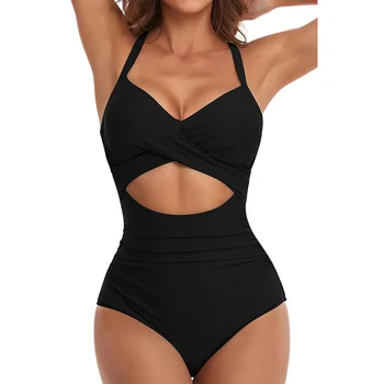 קיץ שחור סקסית מקשה אחת בגדי ים סגור נשים, בגדי ים פוש אפ הנשי לשחות ללבוש גוף בגדי ים על החוף בריכה הרוחץ