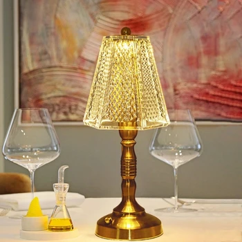 קריסטל מנורת שולחן מגע עמעום בר מנורת שולחן עין-הגנה מנורת הקריאה האלחוטי ליד המיטה מנורה קפה/מסעדה עיצוב