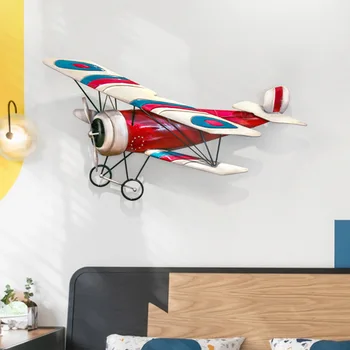רטרו ברזל אמנות קישוט קיר חדר ילדים גדול גודל יצירתי בר קפה תלת מימדי מטוסים תלייה על קיר תפאורה