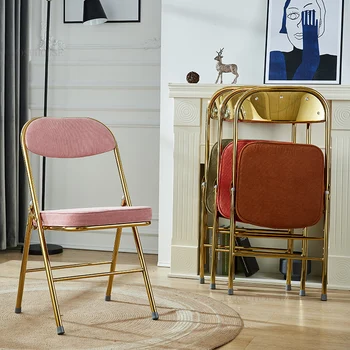 רטרו כסאות אוכל כסאות ריהוט למטבח קורדרוי משענת הכיסא ניאו-קלאסי עיצוב יצירתי חדר האוכל כיסא מתקפל