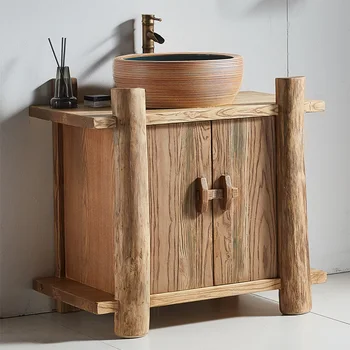 רטרו נוסטלגי המדינה פסטורלי המקורי אקולוגי שולחן עץ מלא Camphorwood תה בחדר ארון אמבטיה משולב