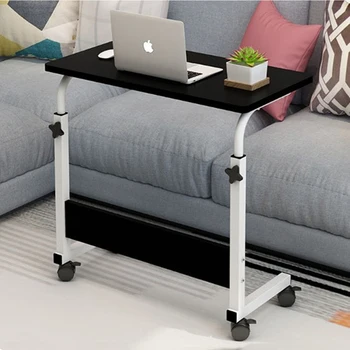 שולחן נייד מתקפל רהיטים נורדי שולחן צד עם גלגלים ליד המיטה לספה בבית נשלף מתכוונן מחשב נייד מחברת השולחן